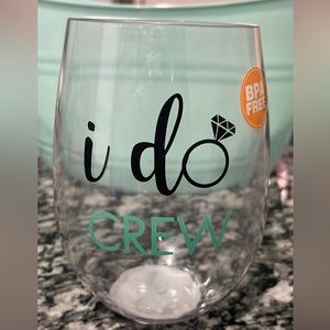 Lot of “I Do Crew” Plastic Stemless Wine Glasses